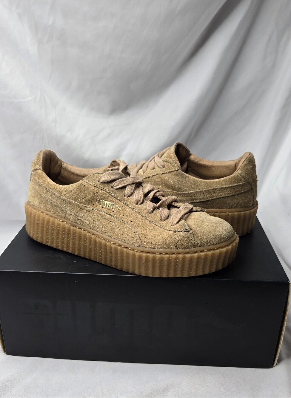 PUMA Fenty Rihanna Suede Creeper Oatmeal Women’s 7.5 Platform 361005-03 Box